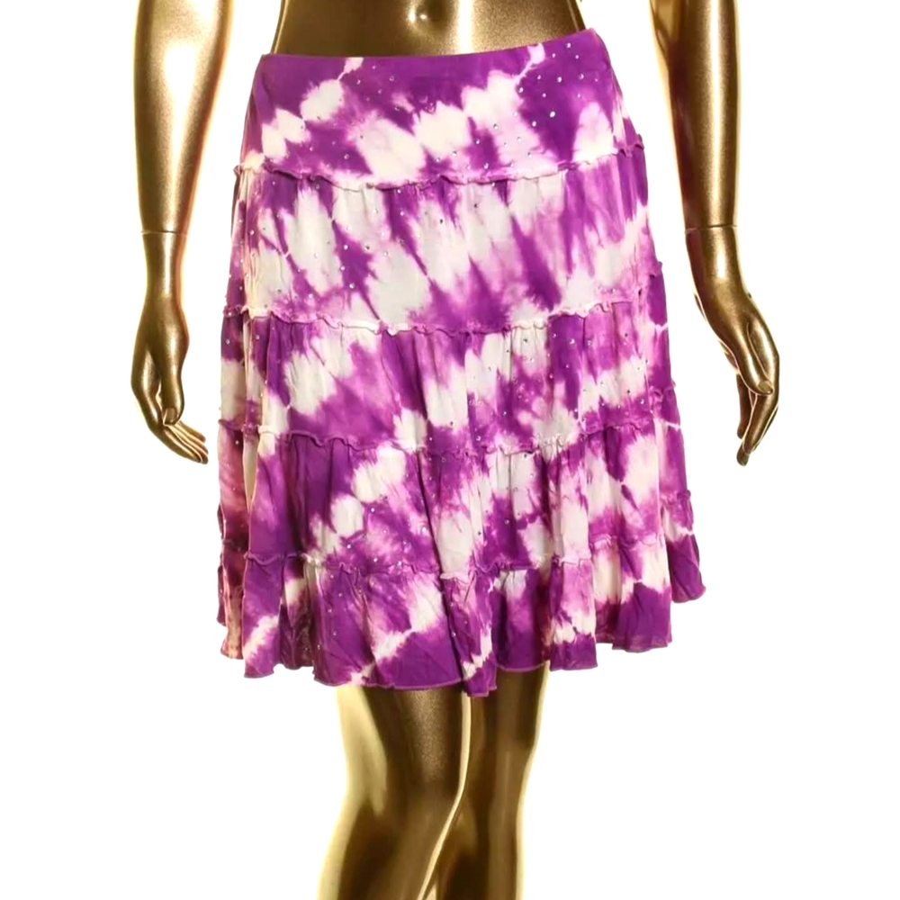 INC Purple and white tie dye tiered skirt